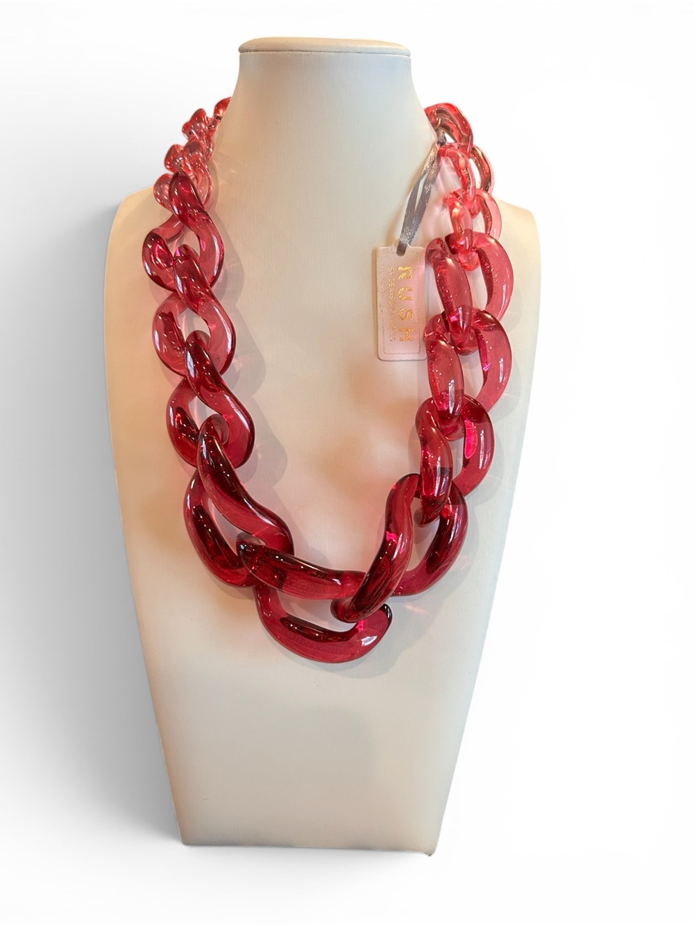 RUSH Hot Pink Chunky Resin Link Necklace